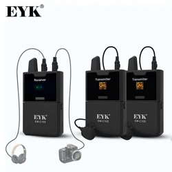 EYK EW-C102 Camera Lapel Mic UHF Wireless Lavalier Microphone with Audio Monitor Function for Phones DSLR DV Camcorder Webcast