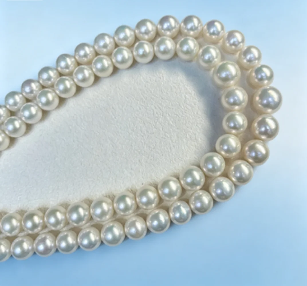 

1 Row/Natural Pearl Necklace AAA12-13mm South Sea White Pearl Necklace 18in/925s Button
