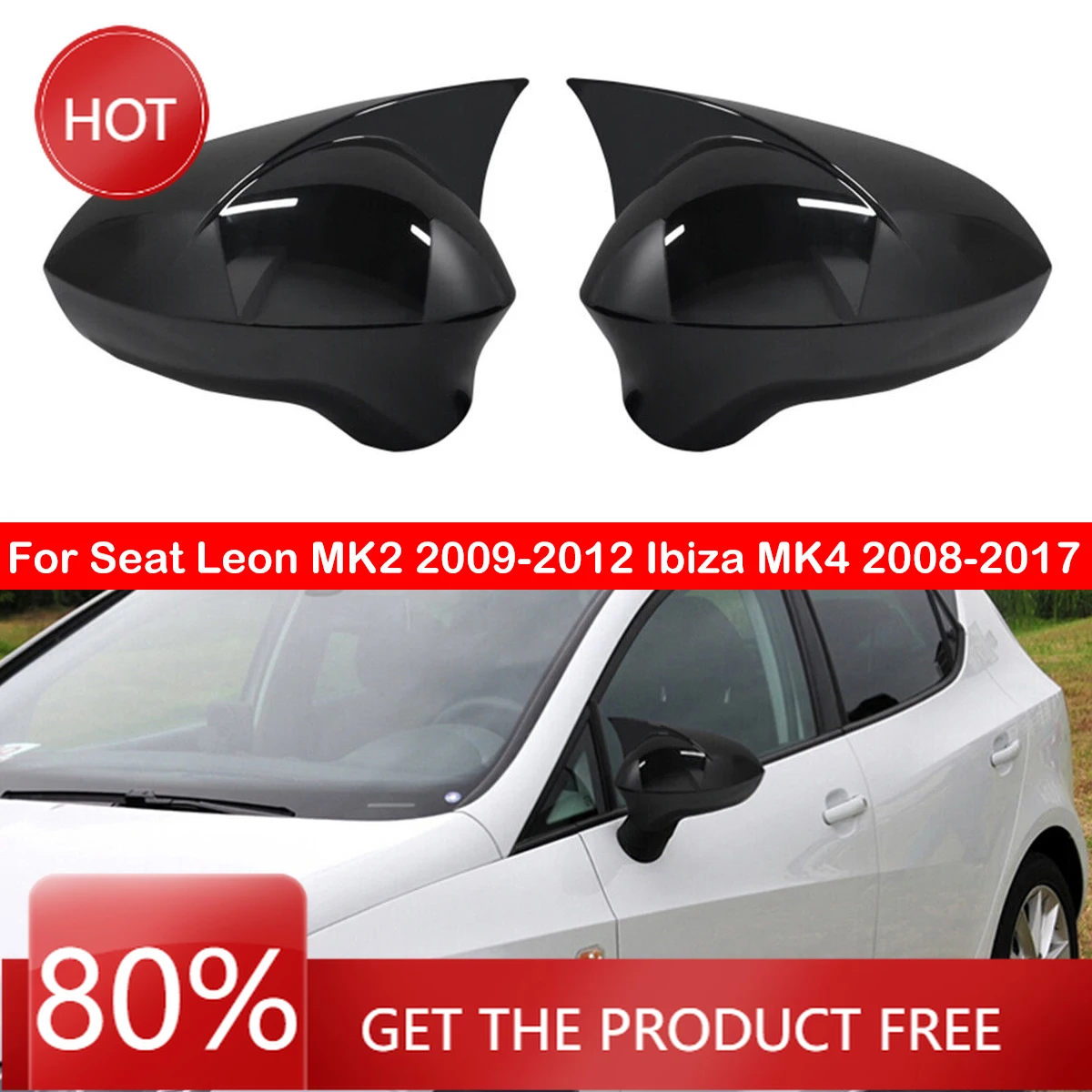 

Чехлы на зеркала для Seat Leon MK2 2009-2012 Ibiza MK4 2008-2017, крышка бокового зеркала заднего вида, крышка крыла, внешняя дверь, отделка корпуса из карбона