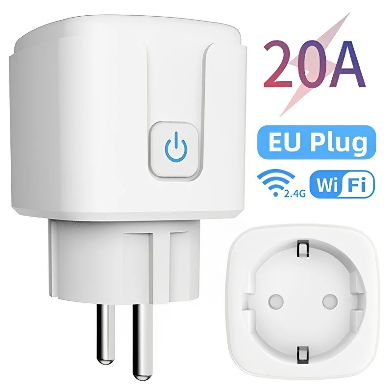 

Wifi Smart Socket EU Standard 16A/20A Adapter Wifi Power Monitoring for Smart Life Tuya Smart APP 2.4GHz Support Remote Control