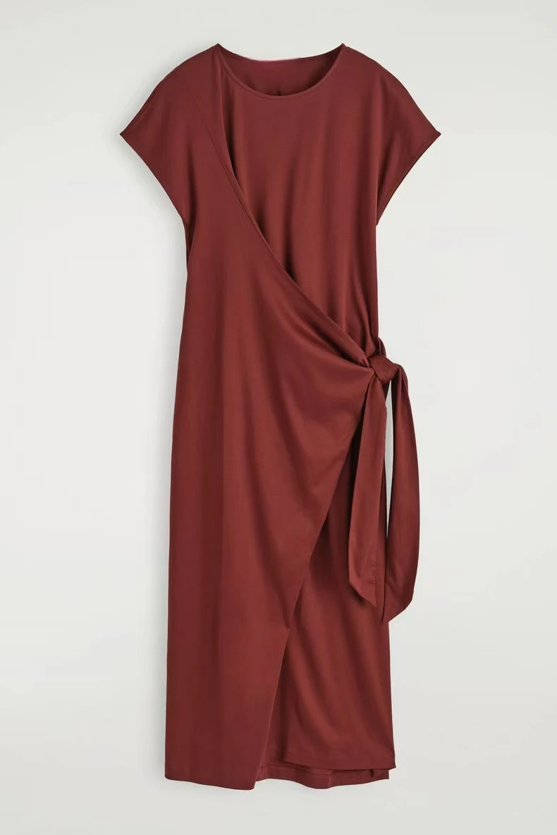 Tapis été nouveauté femmes portefeuille t-shirt Dr rouge taille haute a-ligne jupe ort Sve rond Ne une seule pièce