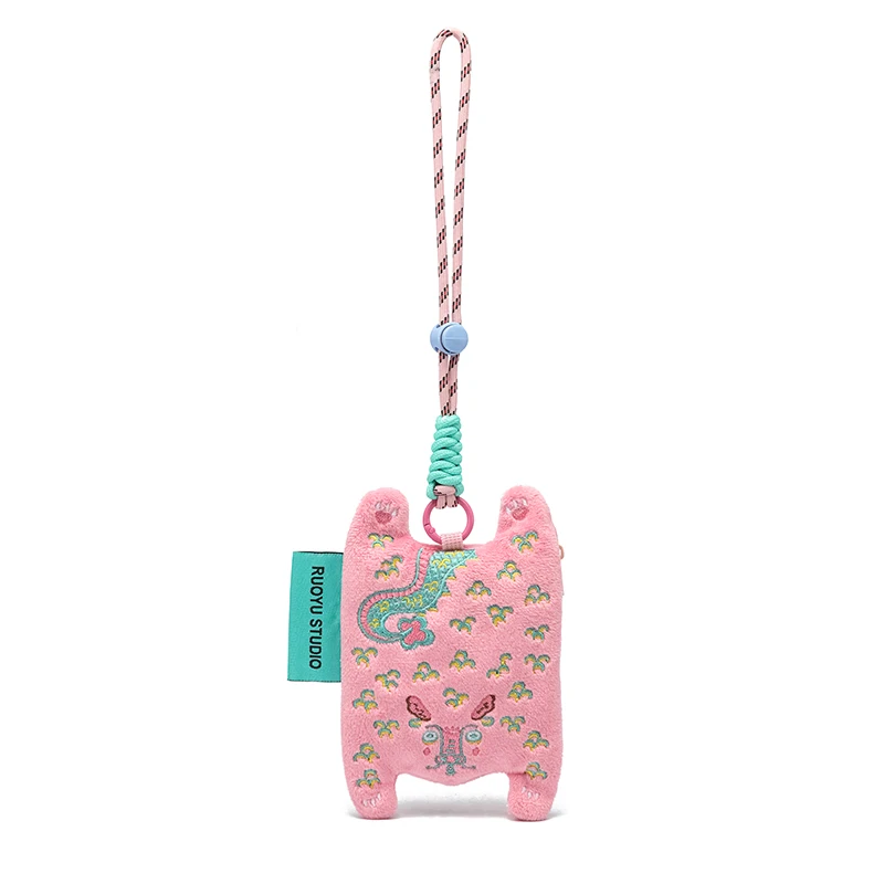 Cute Animal Fabric Earphone Case Coin Purse Key Holder Original Design by RUOYUSTUDIO Modern Unisex Zipper Closure Bag
