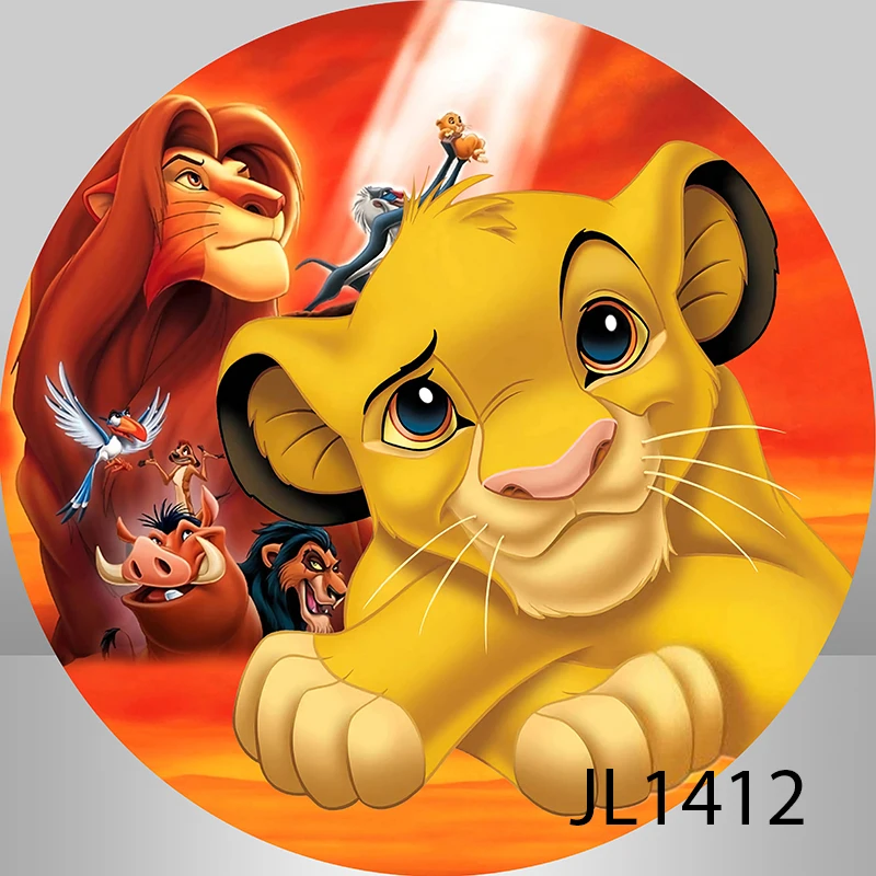 12-опций Король Лев для мальчиков, круглый фон на день рождения, зеленые листья, лес, детский душ, сафари, джунгли, вечерние фоны