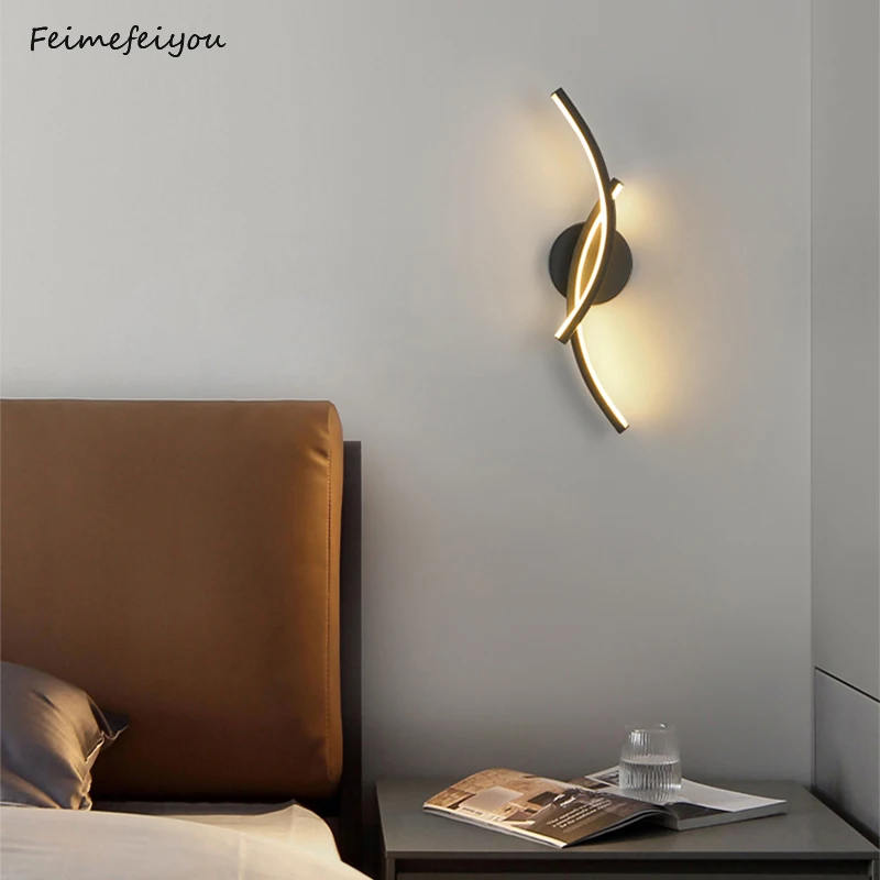 Modern Bedside Lamp Led Interior Wall Light Living Room Bedroom Study Background Wall Lamp Room Home Decorations Light  Fixtures