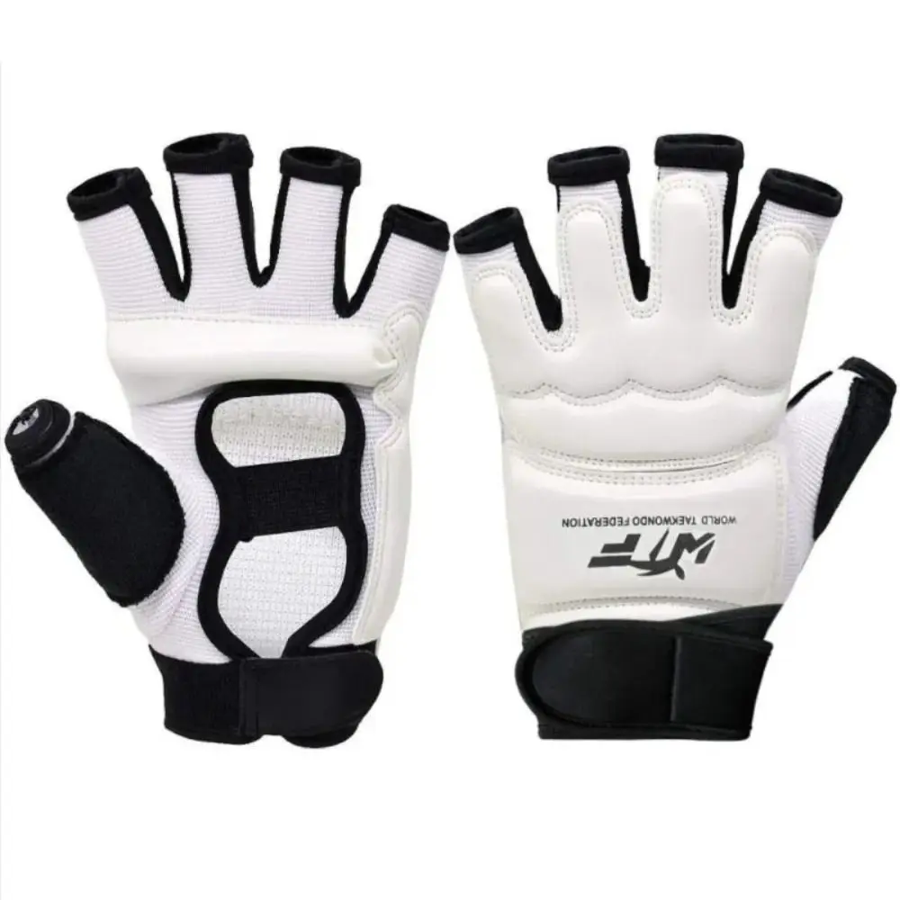 Half Finger Boxing Gloves Foot Protector Karate Muay Thai Training Workout Gloves PU Leather Taekwondo Gloves for Adults and view 4