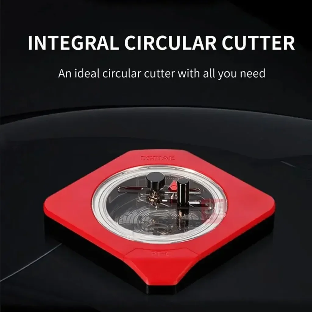 DSPIAE PT-C Integral Circular Cutter Red with Tungsten Cutting Bit with Anti-slip Pad PC Aluminium Alloy DIY Hobby Craft Tools