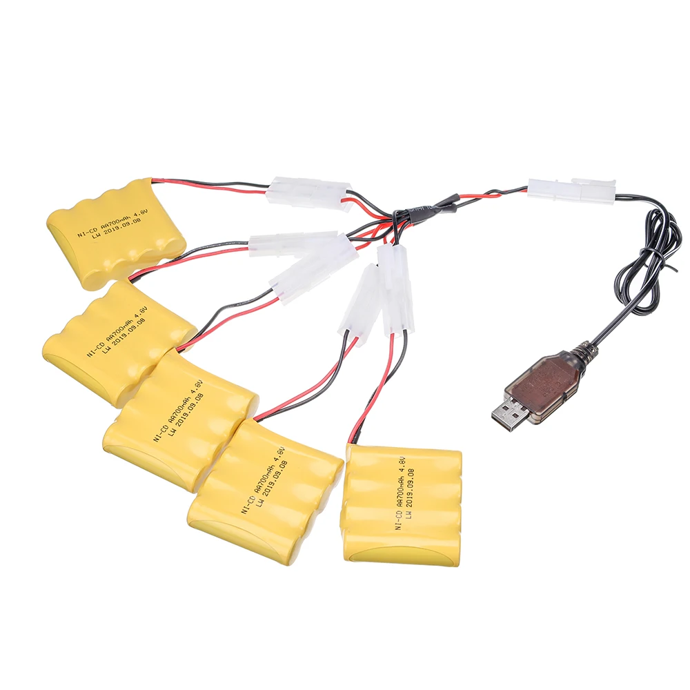 Bateria Recarregável para Brinquedos RC, 4.8V, 700mAh, AA, Bateria NI-MH, Compatível com Carros, Caminhões, Tanques, Robôs, Armas, Barcos