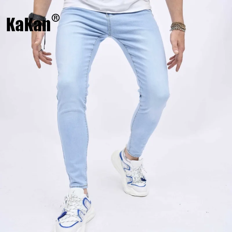 Kakan - New High-quality Jeans From Europe and America for Men, Casual Light Colored Elastic Tight Pants K9-2617