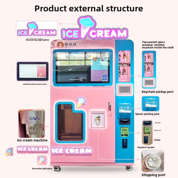 Customized Unmanned Steel Ice Cream Vending Machine with Automatic Scan Code SDK Function for Cinema