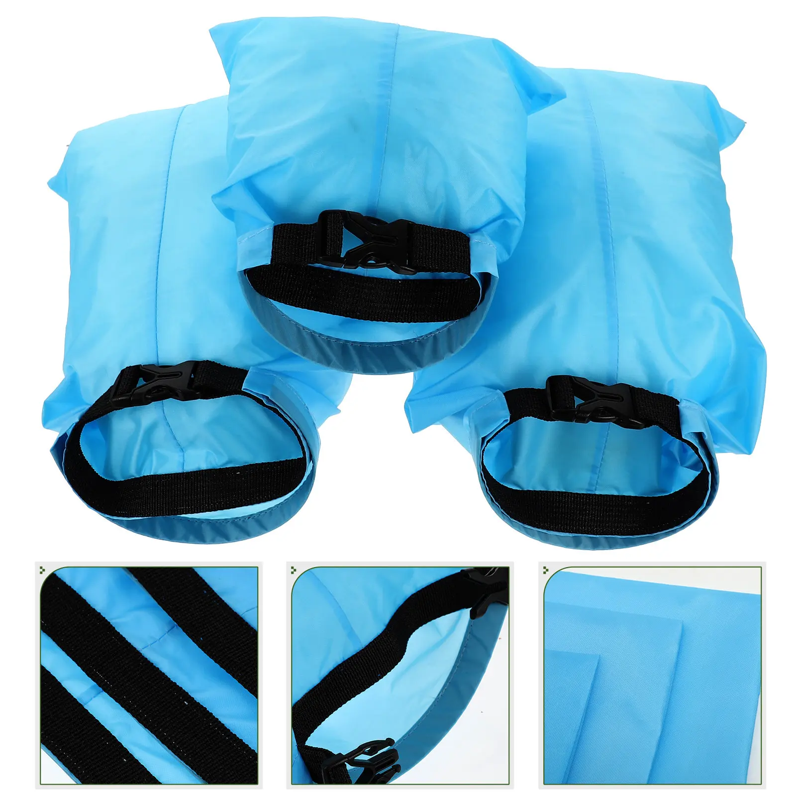 3Pcs Waterproof Dry Bag Sky Blue Roll Compression Pouch Multipurpose for Kayaking Boating Camping Fishing Outdoor Use