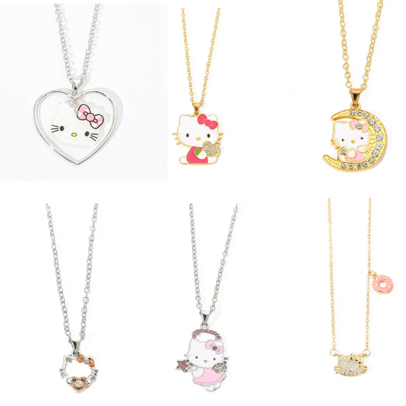 

Новый бестселлер мининоса мультфильм Sanrio HelloKitty кулон из сплава с бриллиантовым ожерельем ювелирные изделия