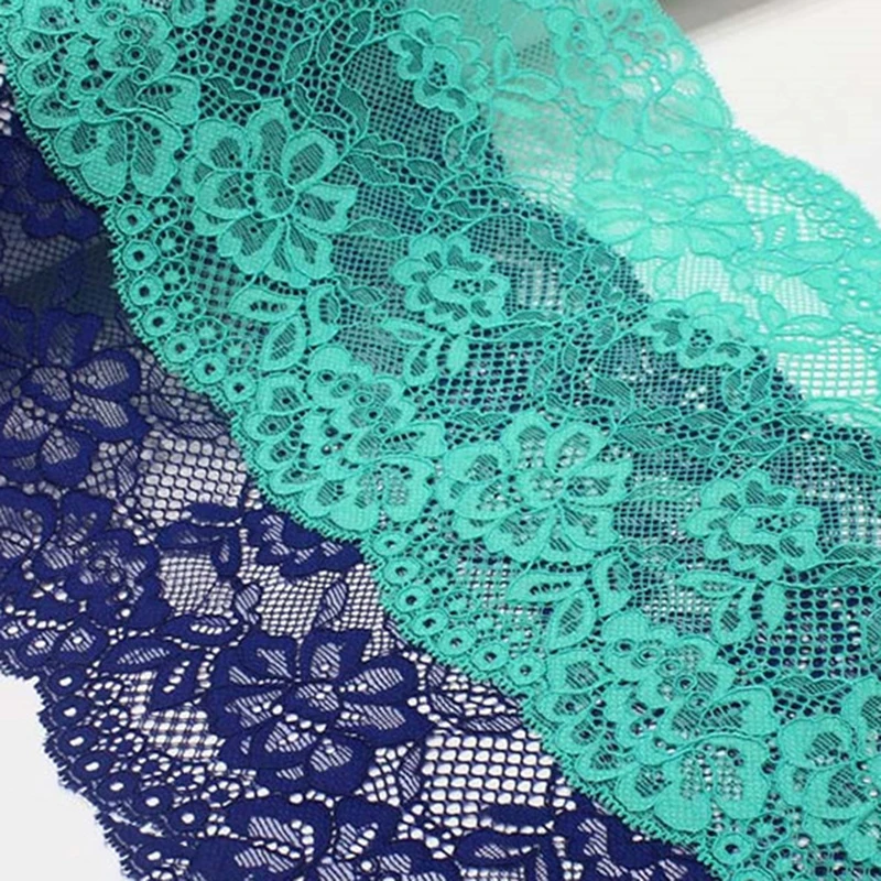 1meter Lace Trim Green Blue Elastic Clothing Accessories Dress Sewing Applique Costume Lace Fabric