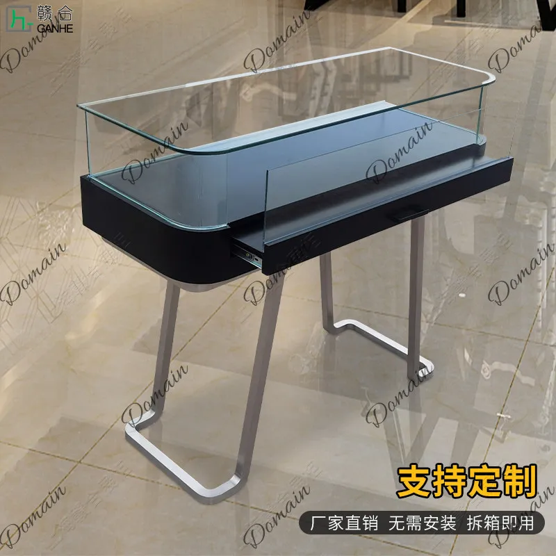 Multifunctional jewelry table Metal jade display Glass counter Simple shopping mall Watch cabinet Modern light luxury