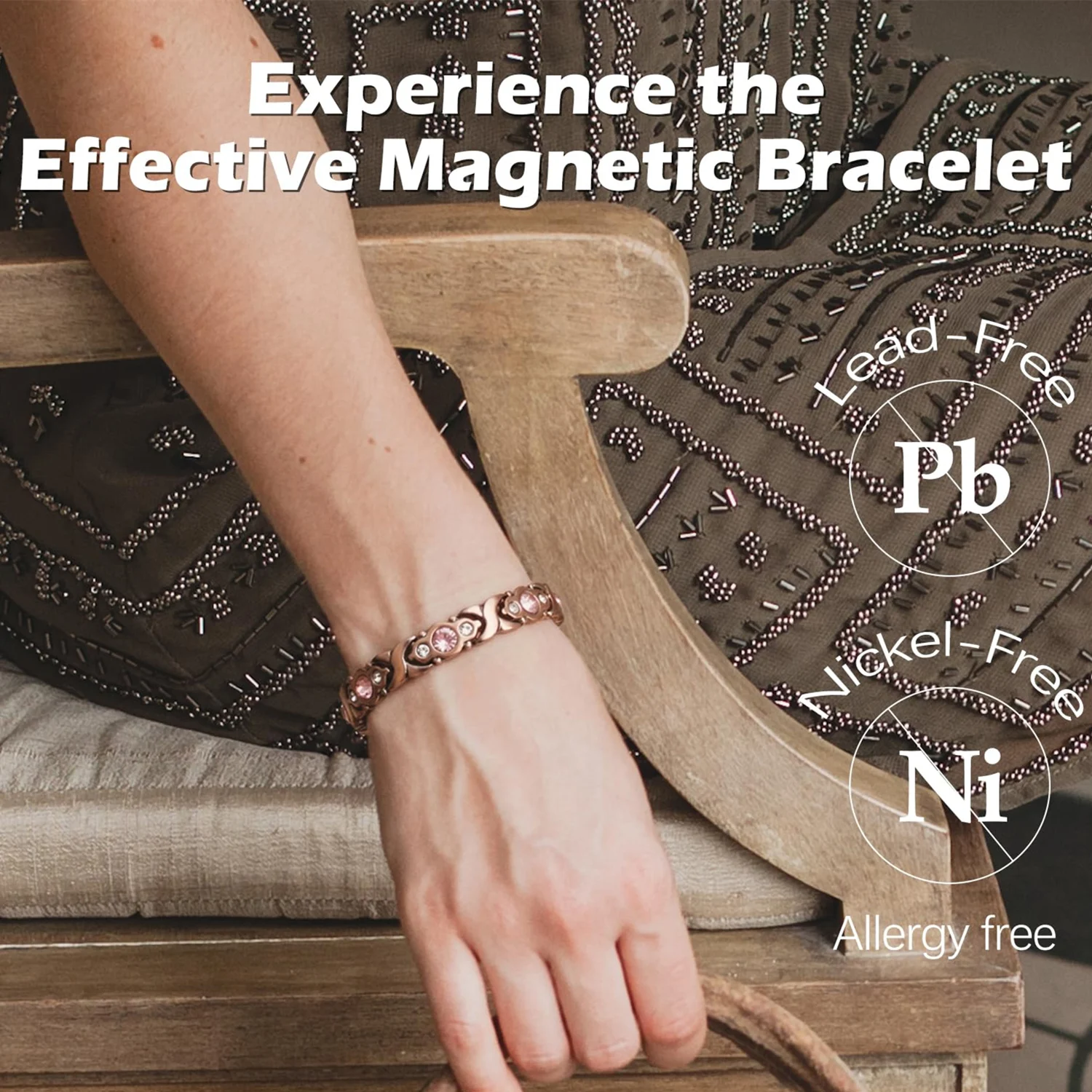 ARADOO Pure Copper Bracelets for Women Ultra Strength Magnetic Bracelet with Dazzling Cubic Zirconia Jewelry Gifts