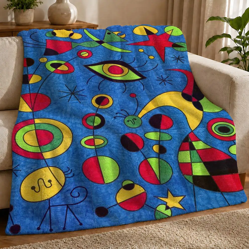 Modern Surrealism Joan Miro Art Throw 1pc Flannel Blanket Soft Lightweight Warm Cozy For Bedroom Sofa Bed