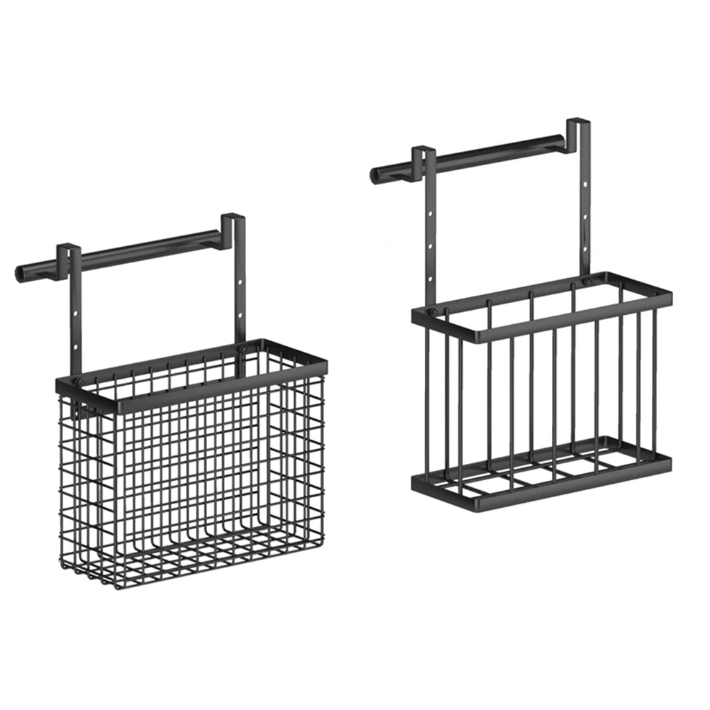 

-PQWN 2PCS Cabinet Door Organizer With Towel Bar, Over The Cabinet Door Storage Black Sink Drying Rack