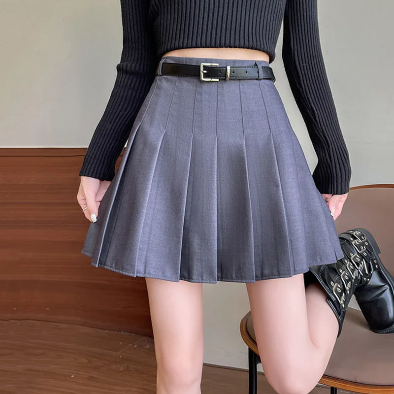 NOVEDAD DE VERANO 2025 Faldas plisadas para mujer, minifalda sencilla de cintura alta que combina con todo, ropa de calle de moda coreana para mujer, faldas acampanadas