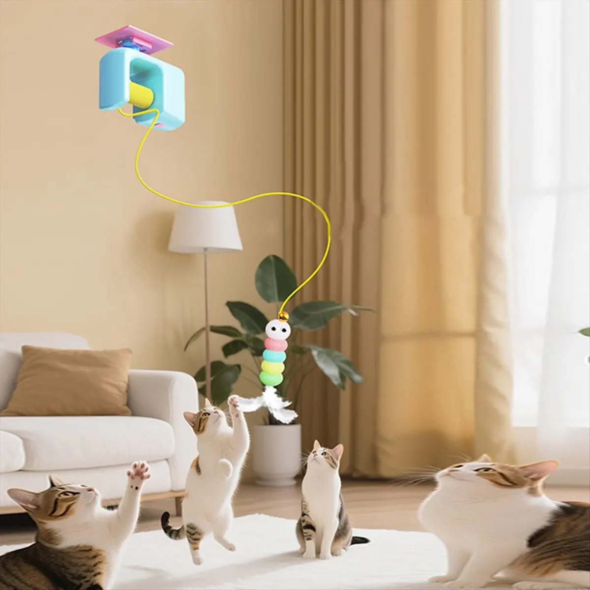 Interactive Cat Toys for Indoor Cats,Self Fun and Relaxing Cat Toy,Pet Cat Electric Intelligent Hanging Door Toy Blue