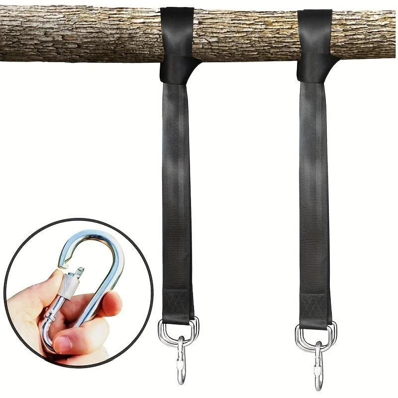 2Pcs Heavy Duty Tree Swing Sling Set - Camping Hammock with Two Safety Locking Buckles-Fits Swing Types Outdoor Swings Hammock