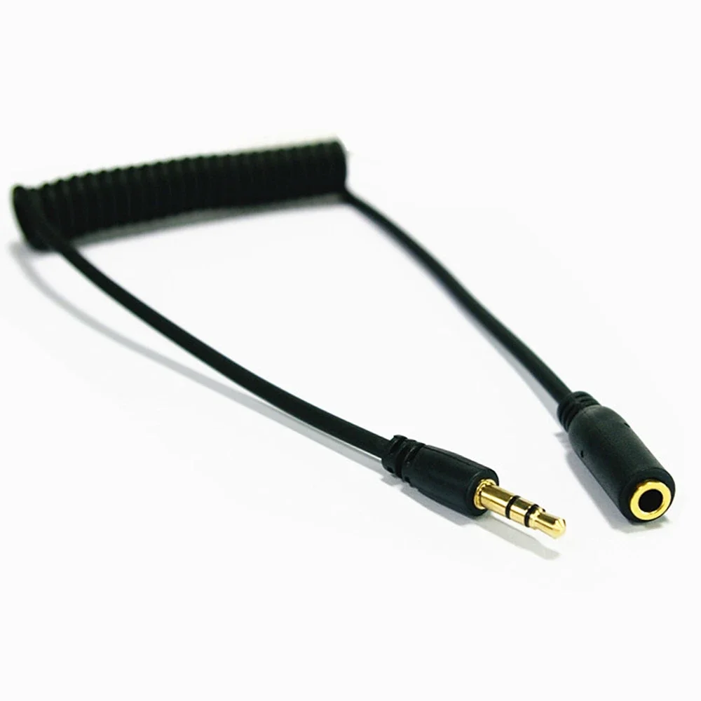 3.5mm Audio Cable 3.5 Female Plug to Plug Aux Cable Spring Headphone Code for Car Mobile Phone