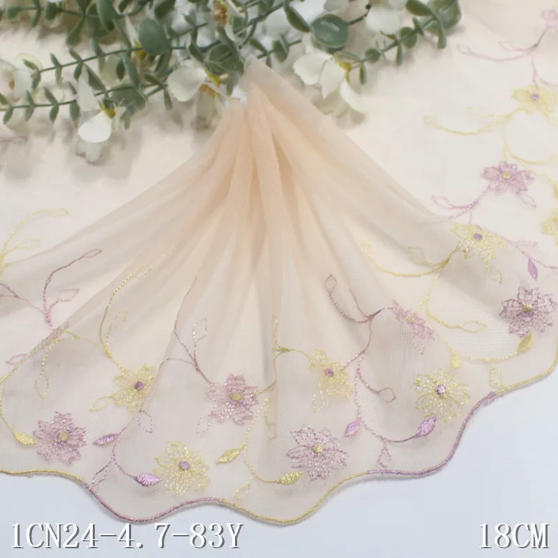 

32Yards Embroidery Tulle Lace Trim DIY Lingerie Sewing Fabrics Mesh Lace Fabrics Dress Needle Works 18cm Wide