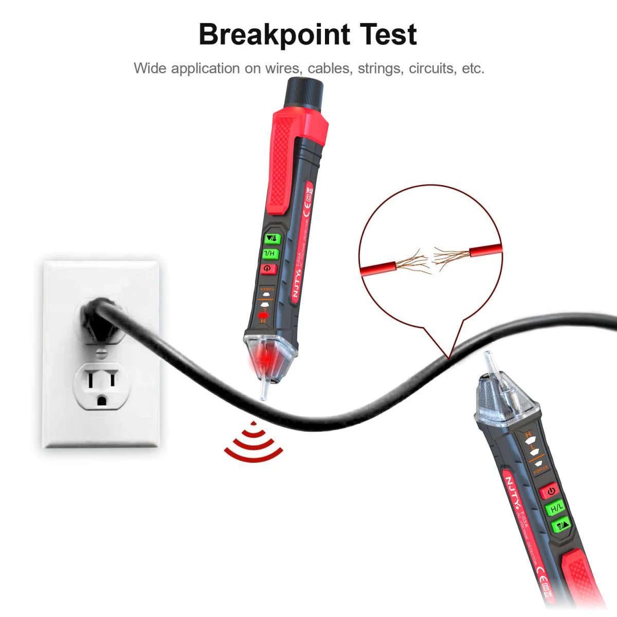 NJTY T-03 Stroomonderbreker Zoekers Elektrisch instrument Breekpunten Detector Live Wire Controleren Socket Testor Laserspanningspen