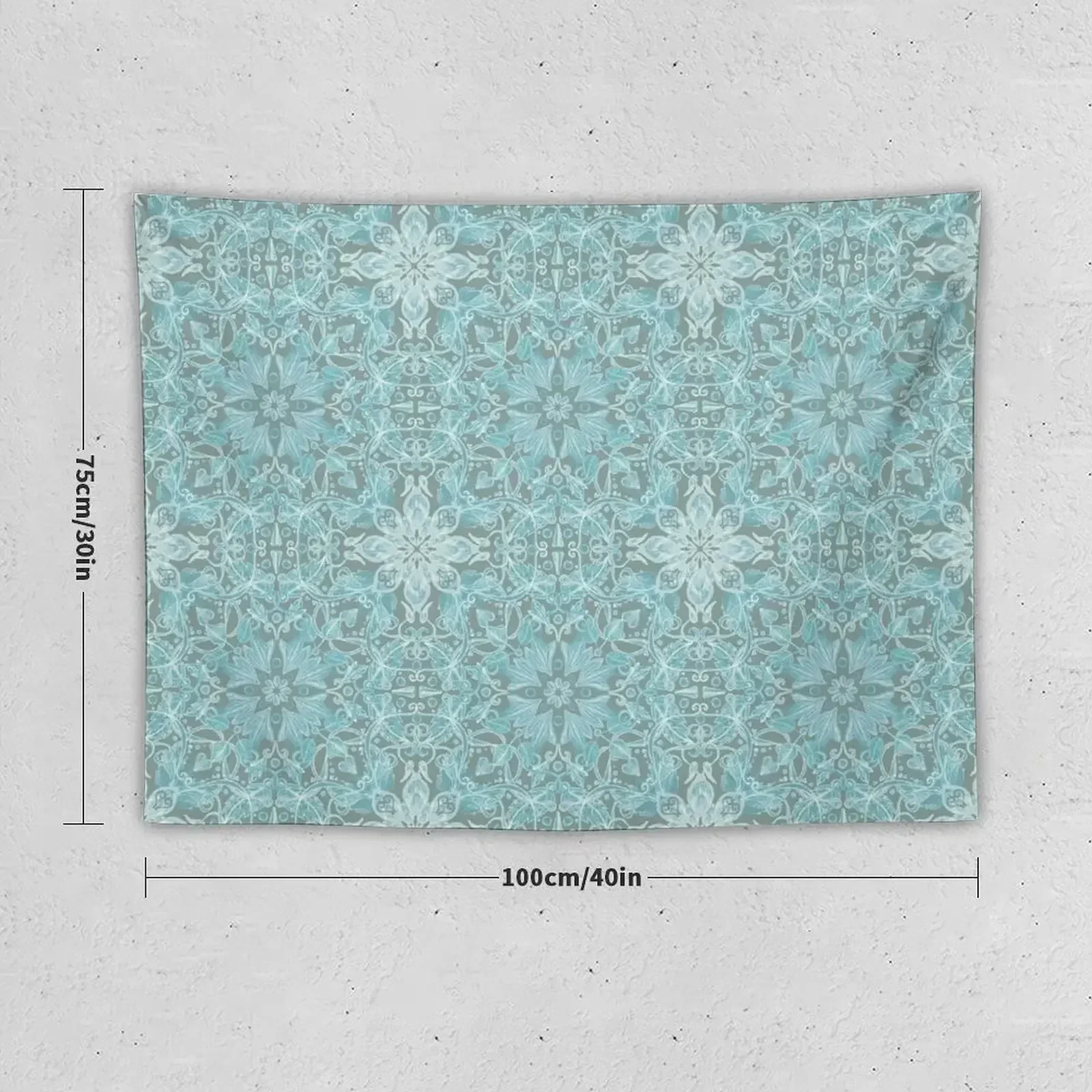 Soft Teal Blue & Grey hand drawn floral pattern Tapestry Room Decorations Aesthetic House Decorations For Bedroom Tapestry