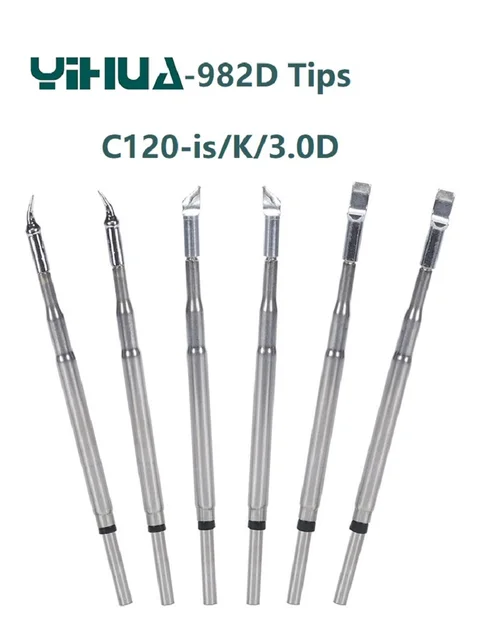 YIHUA-982D-I 2 szt. C120-IS/K/3.0D groty lutownicze 2ohm dla 982D 1 uchwyt lutowniczy pęseta akcesoria zamienne