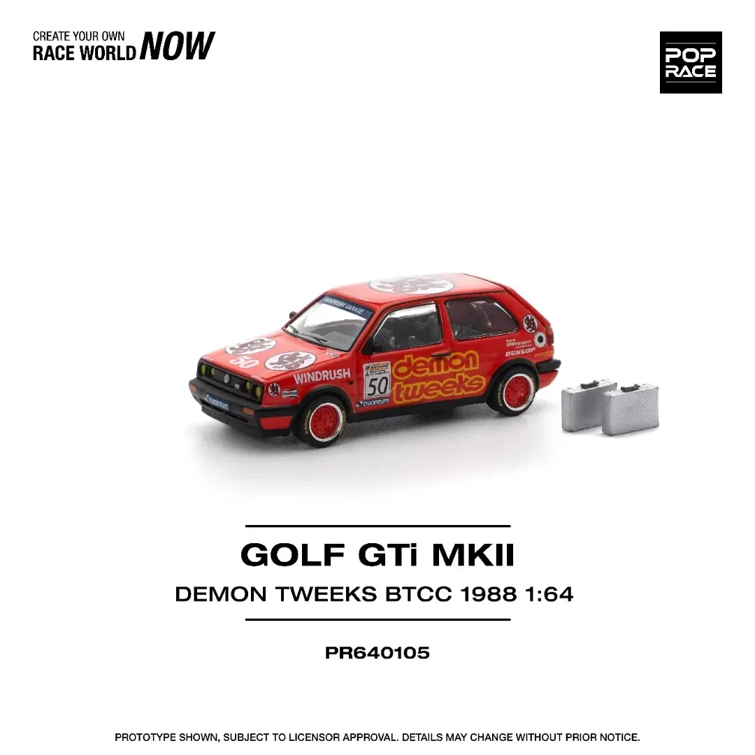 

PreSale Pop Race 1:64 GOLF GTI MK2 DEMON TWEEKS BTCC 1988 Openable Hood Diecast Diorama Model Collection Miniature Toys