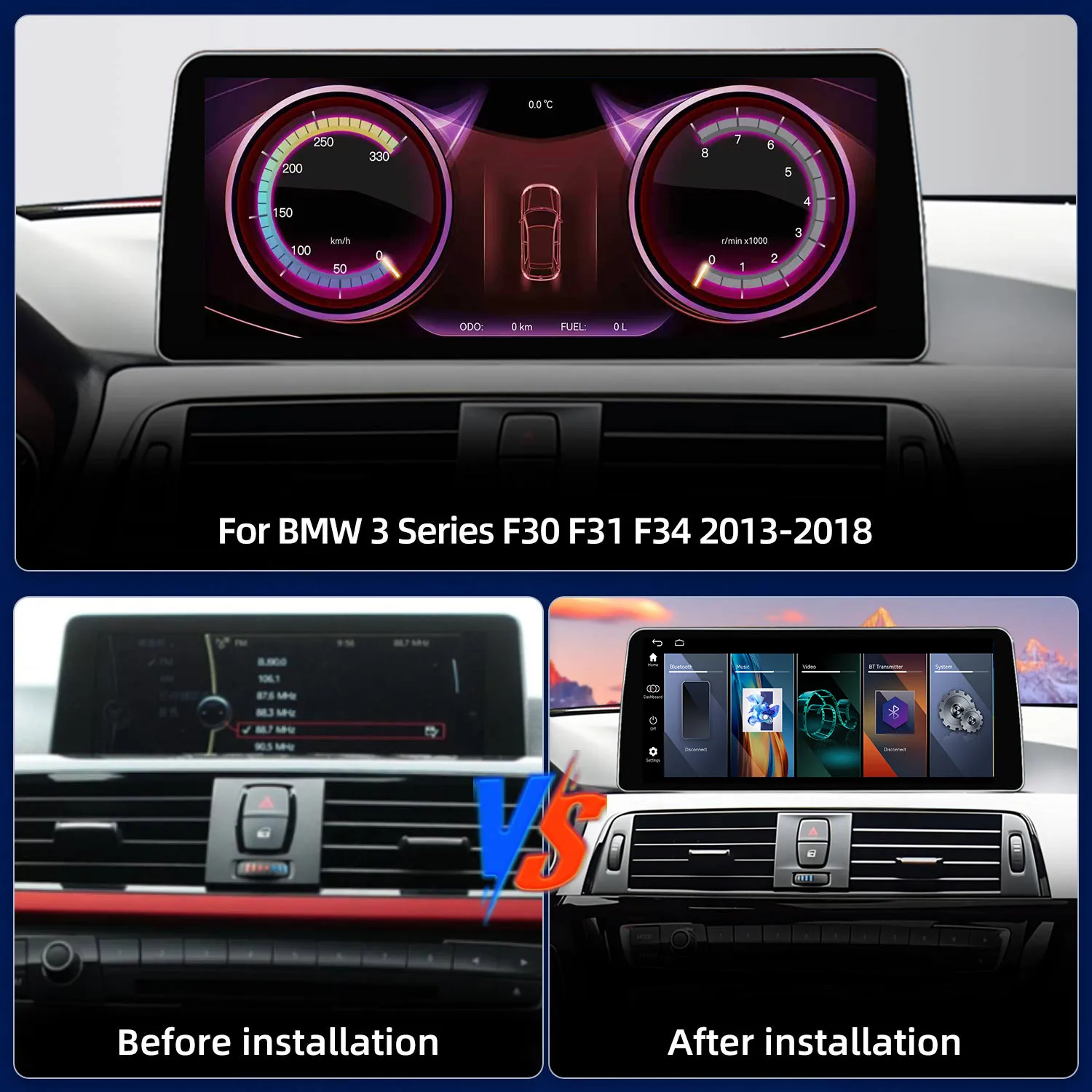 Upgrade 2400*900P For BMW 3 Series F30 F31 F34 NBT 2013-2016 Multimedia Player Screen Modify Wireless Carplay Android Auto Linux