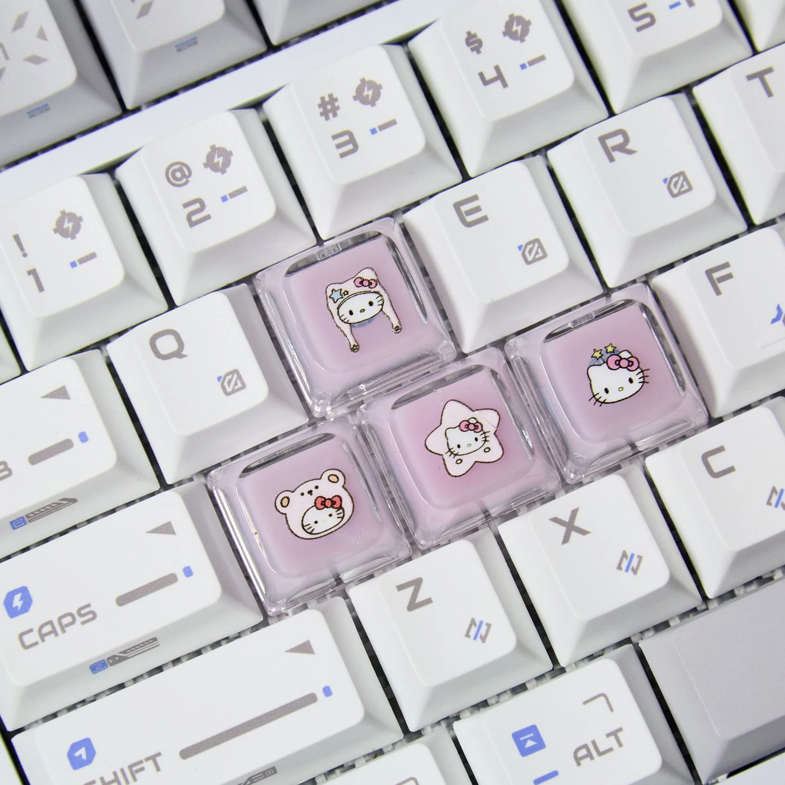 4 touches Hello Kitty Transparent Keycap personnalisé dessin animé bricolage Kawaii Keycaps pour Cherry MX Switch clavier mécanique