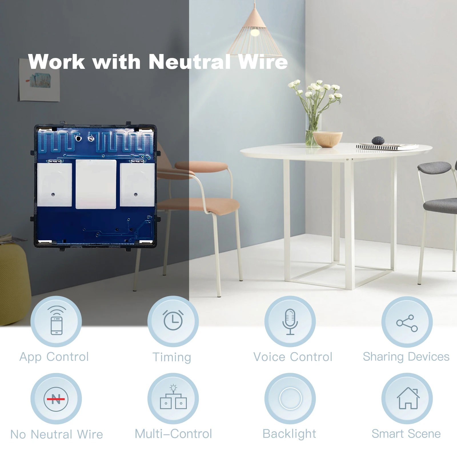 BSEED Wifi Single Live Switches Function Part Smart Sensor Touch Switch Support Tuya Smart Life Alexa Glass Panel EU Standard