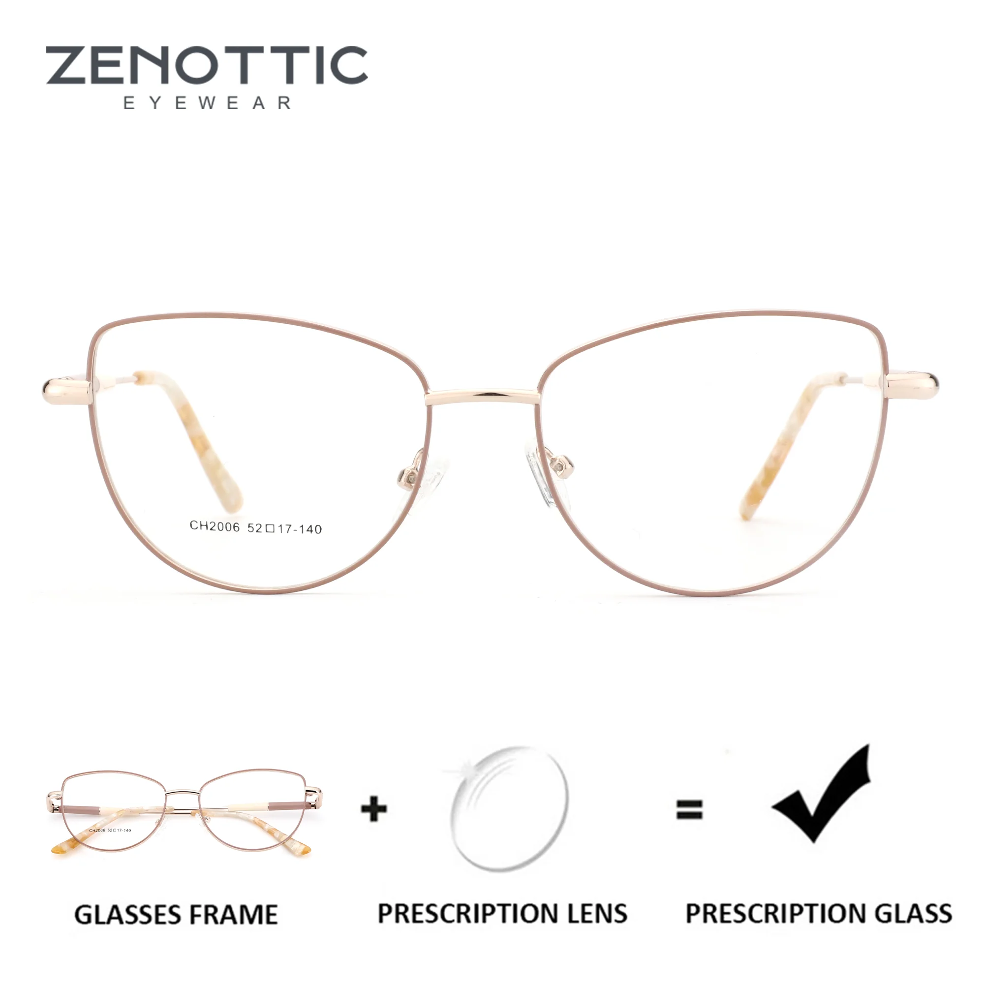 

ZENOTTIC M размер модные металлические очки «кошачий глаз» по рецепту женские оптические очки-бабочки