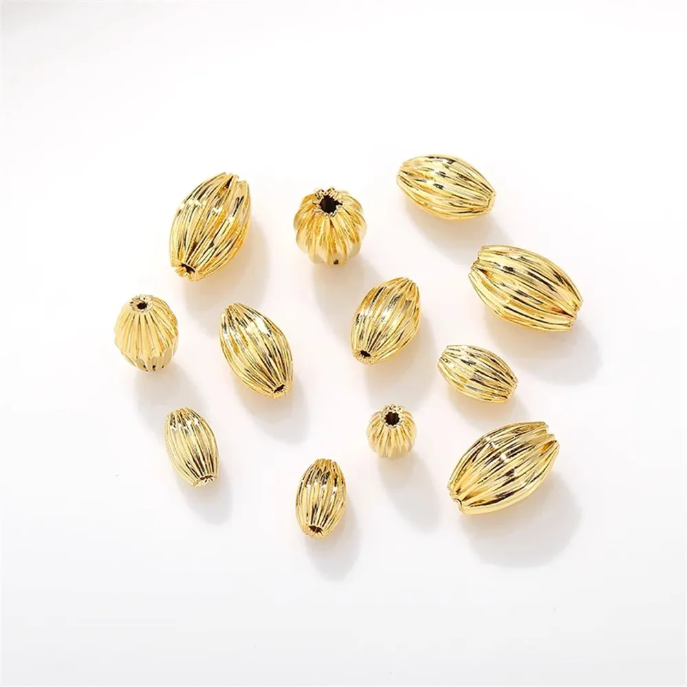 14K Bag of Golden Rice Beads Striped Beads Scattered Beads Handmade Diy Bracelet Necklace Beaded Jewelry Accessories L107