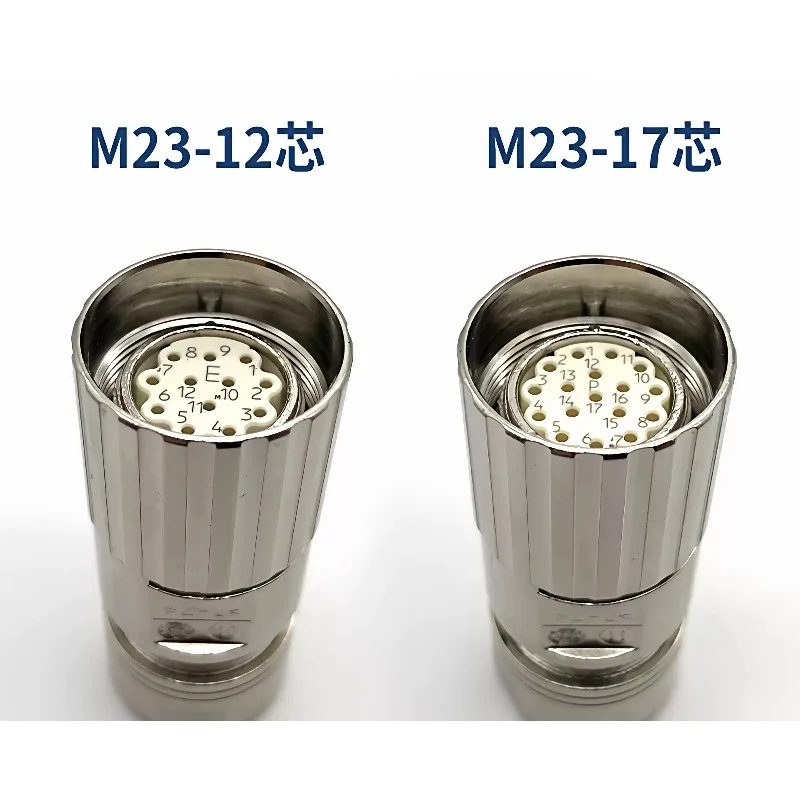 Standard M23 M623 Straight Type Internal Thread/External Thread 17 Pin Encoder Plug or Female Male Connector Single