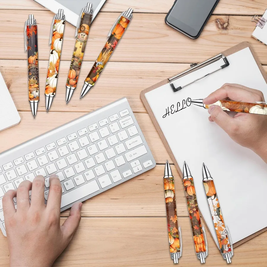 مجموعة أقلام عيد الشكر أقلام حبر جاف ذات طابع سقوط احتفالي للفتيات والطلاب والقرطاسية أقلام كتابة سلسة للرحلات