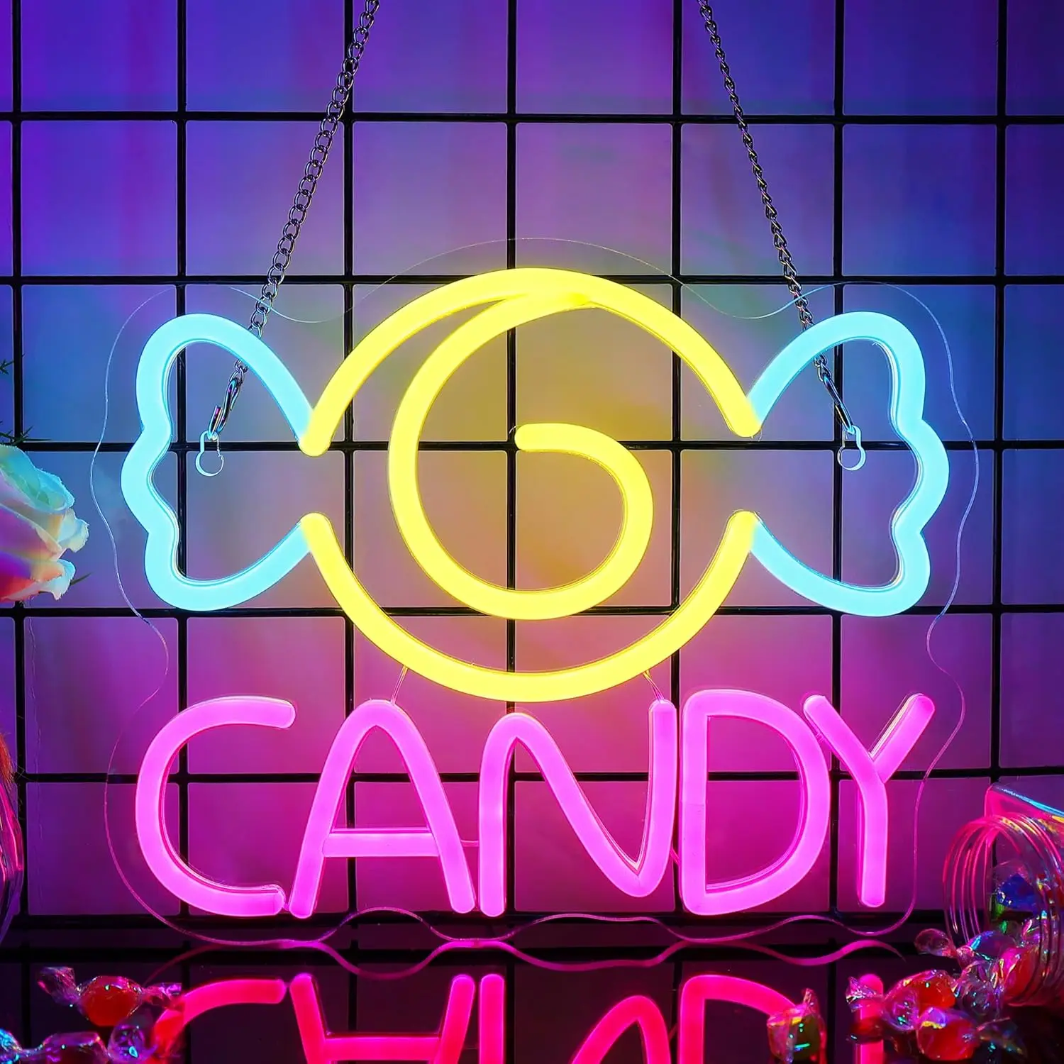 キャンディネオンサイン-–-ソフトグローusbネオンライト壁飾り、男性用の洞窟、バー、パブ、レストラン、作業場、パーティーギフトに最適