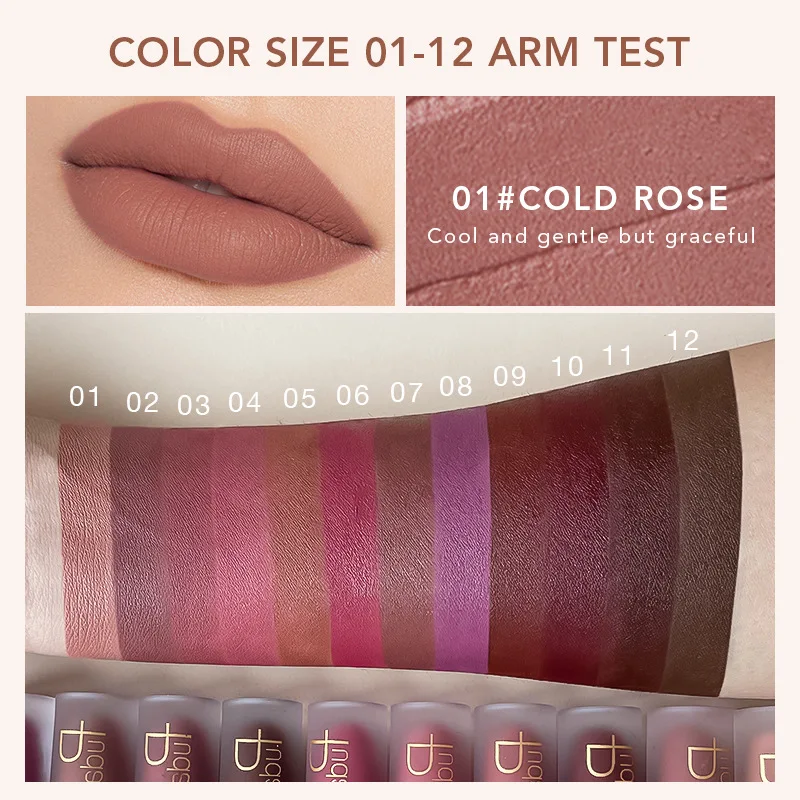 New 24 Color Matte Mist Lip Gloss Non-stick Cup Easy To Make Up European and American Liquid Lipstick Cosmetics