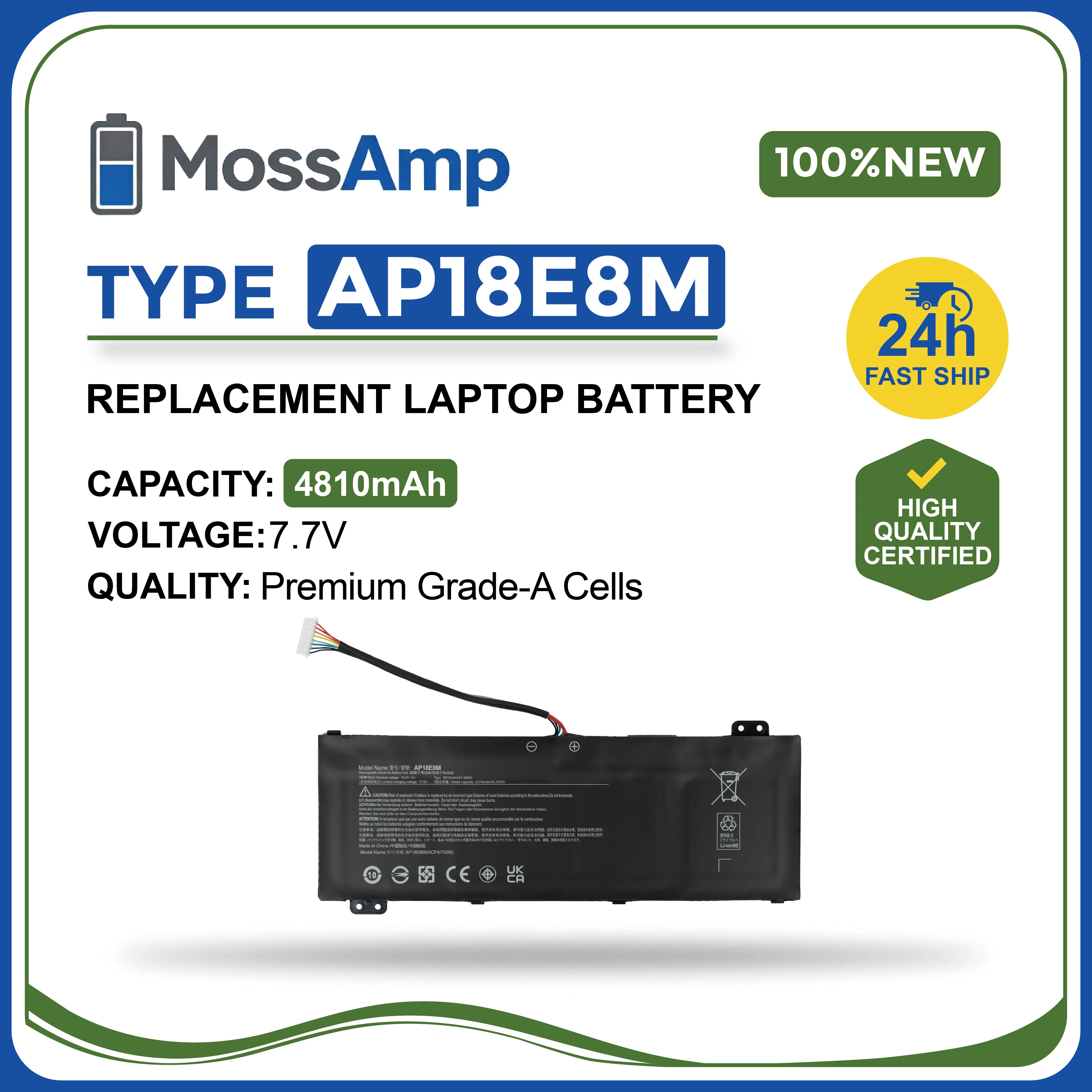 MossAmp AS10D31 Laptop Battery for Acer Aspire 4741 5741 5750 5742 4750 4752 TravelMate 4740 5740 AS10D51 AS10D71 10.8V 5200mAh