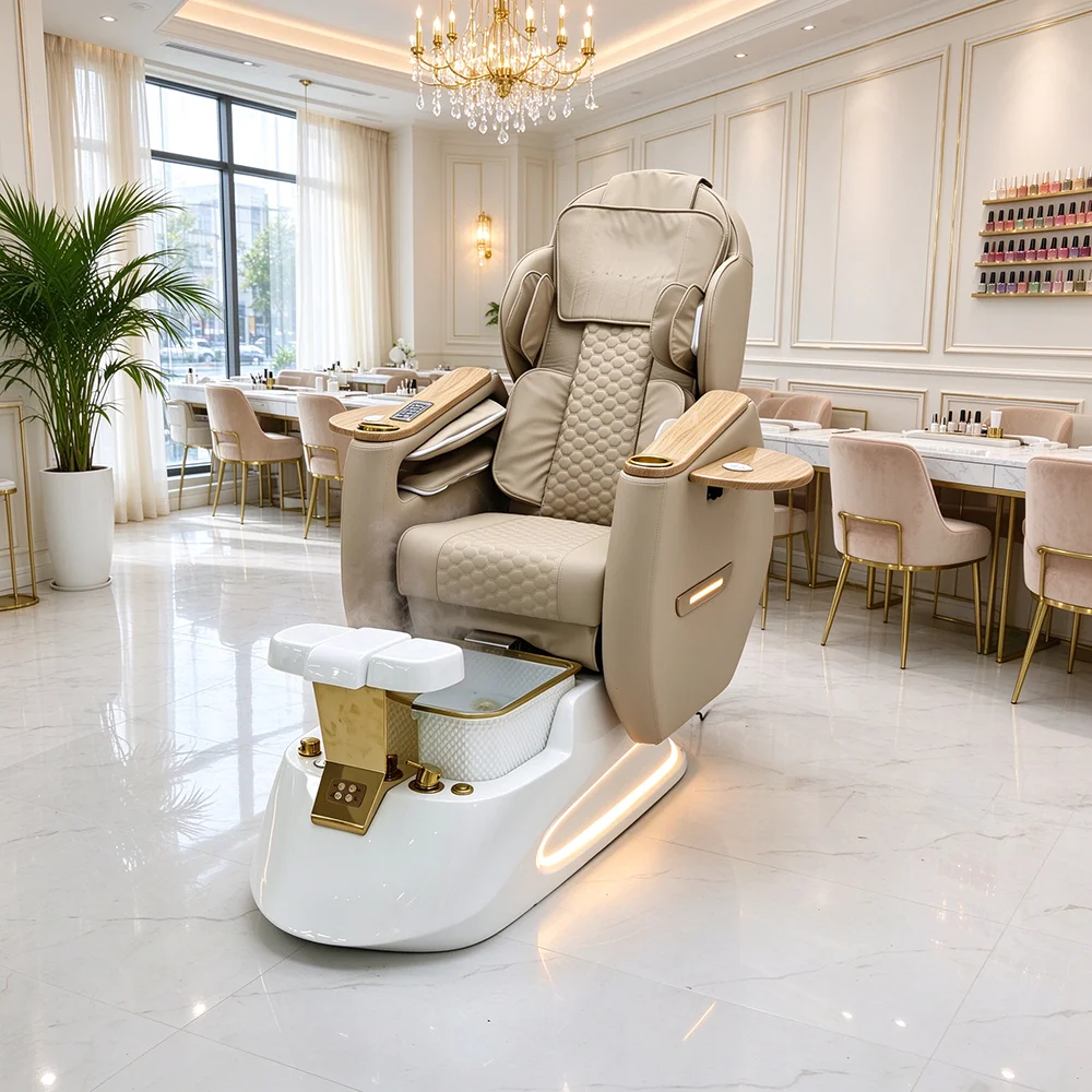 Factory Customized Automatic Lying Pedicure Chair Fabric Craft Foot Bath Spa Massage Chairs Nail Salon Sofa - view 4