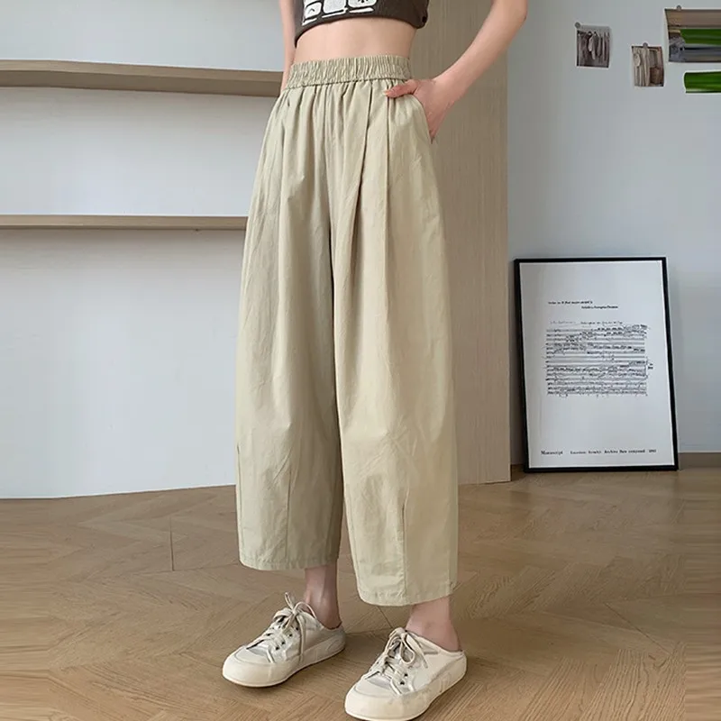 

High Waist Harem Pants Women New Arrival 2024 Summer Korean Style Solid Color Basics Female Ankle-length Casual Pants W1804