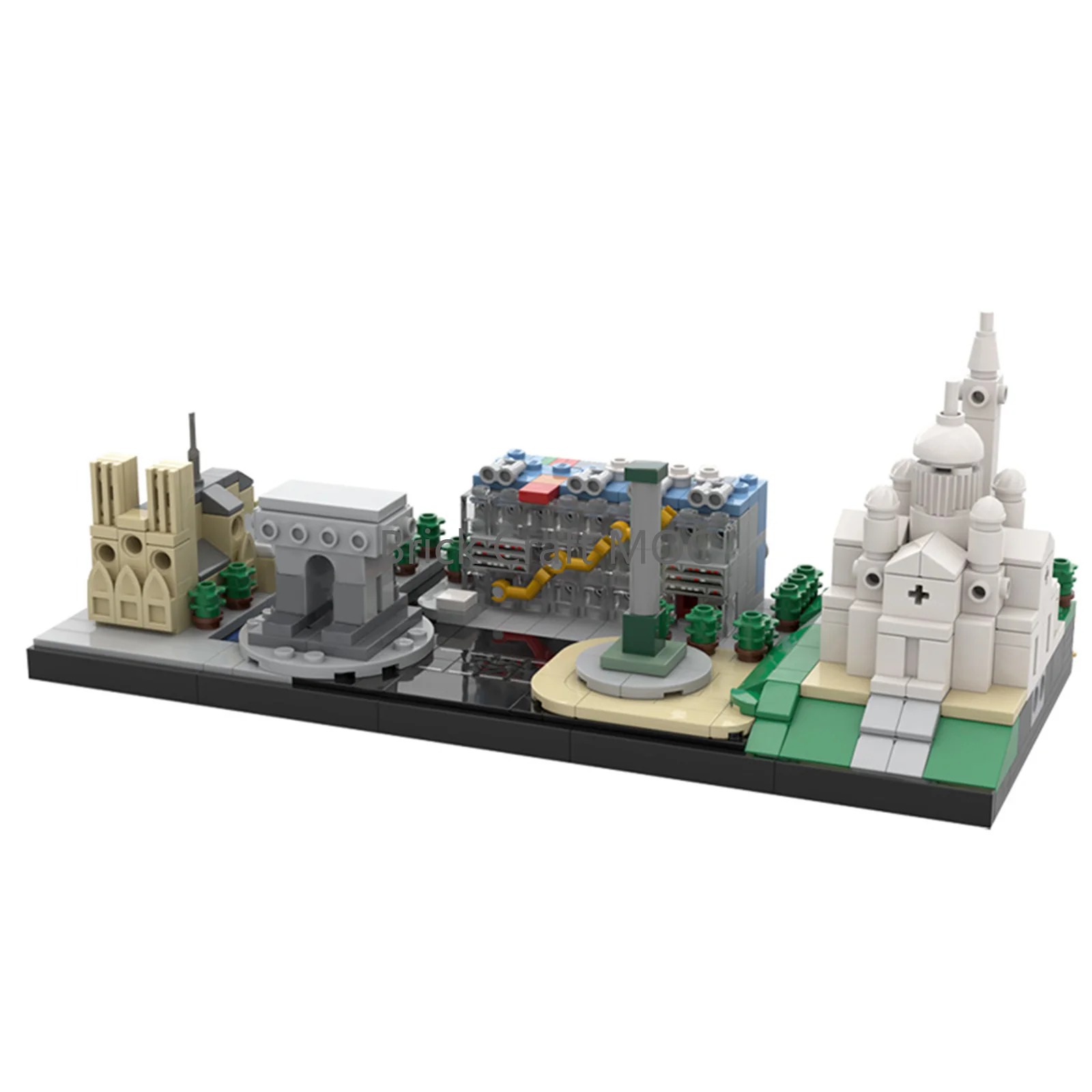 

MOC European Capital Landmark Bricks - Notre-Dame, Arc de Triomphe & Montmartre Design, Display Model