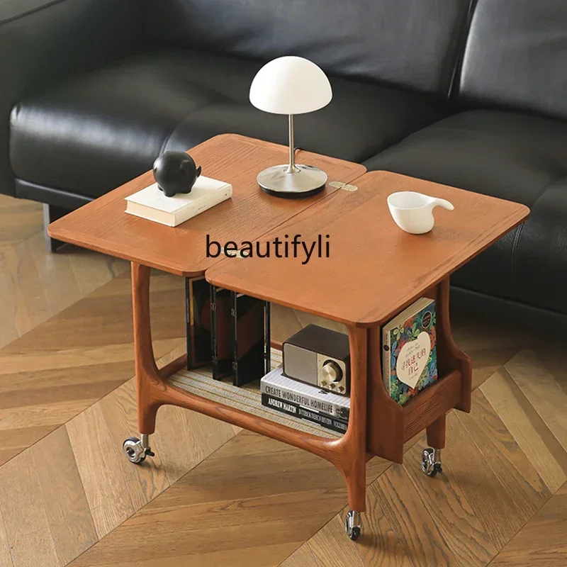 

Medieval solid wood mobile side few trolleys movable coffee table tea table rack a16