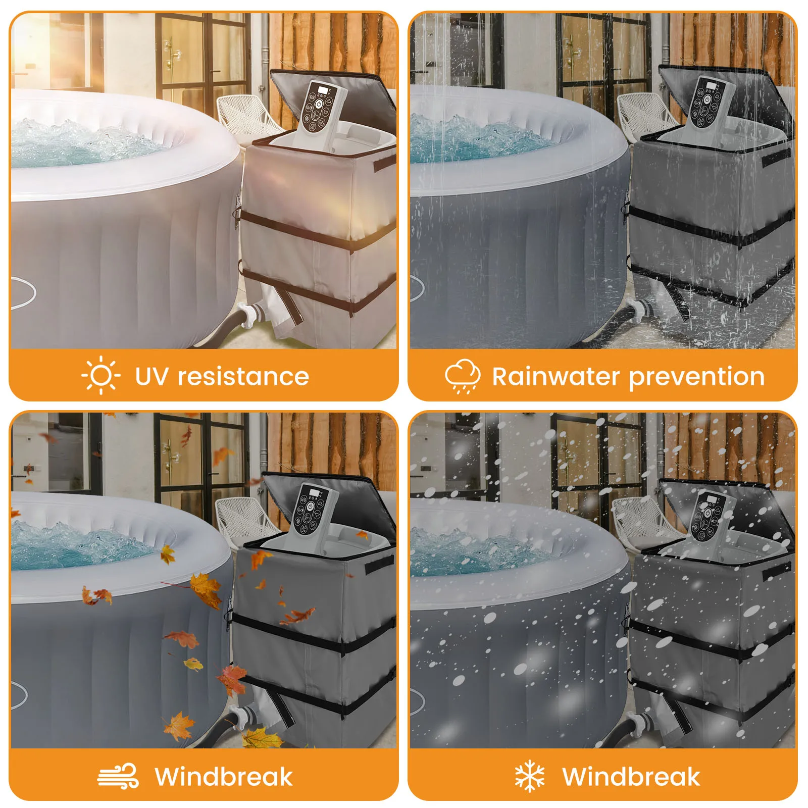 Hot Tub Spa Heater Pump Protective Cover Universal Outdoor Tub Hot Pump Waterproof Dust Cover Protective Cover Pool Components