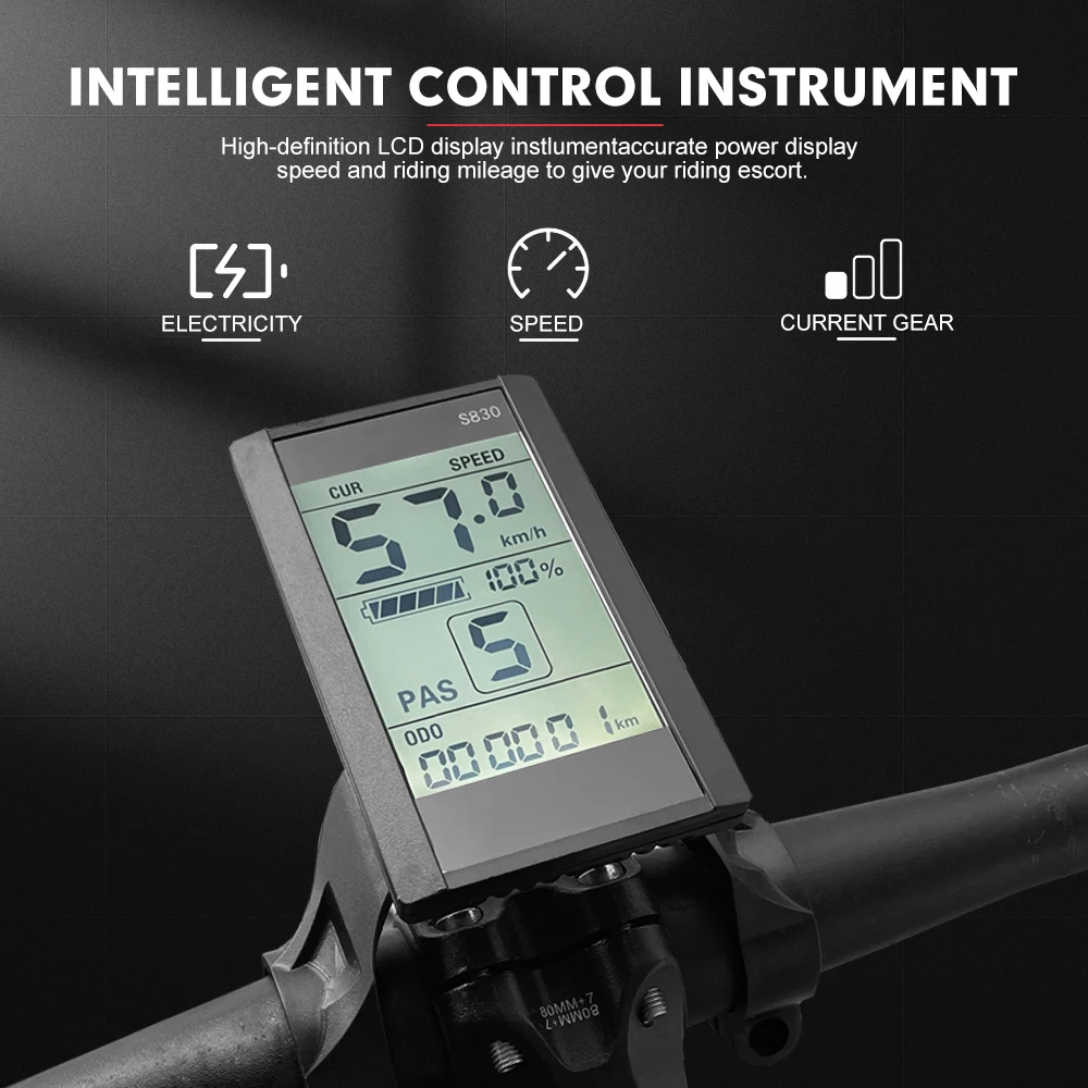 Ebike عرض LCD UKC1 S866 اللون عرض 24 فولت/36 فولت/48 فولت/60 فولت/72 فولت مقاوم للماء/SM التوصيل لمجموعة تحويل الدراجة الكهربائية #5