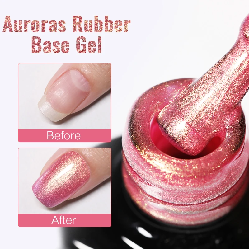 Ur Suiker 7.5Ml Reflecterende Aurora Rubber Basisgel Nagellak Gepolariseerd Licht Semi-Permanent Uv-Gel Constructief Effect