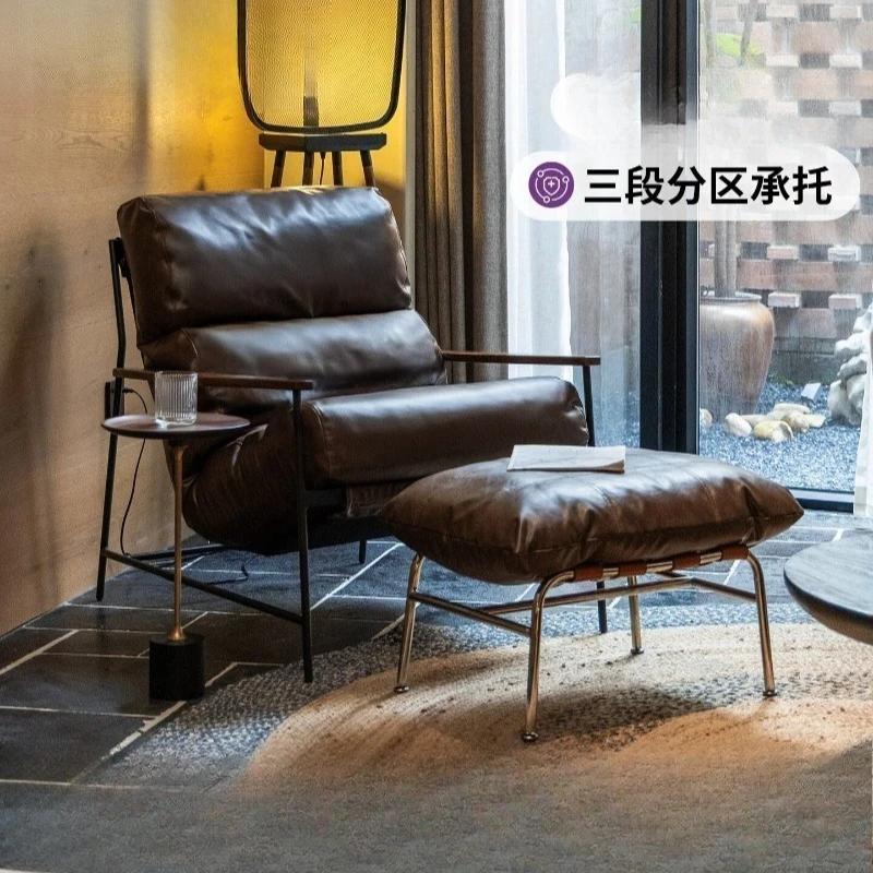 

Single sofa retro living room single reading Bauhaus single leather leisure