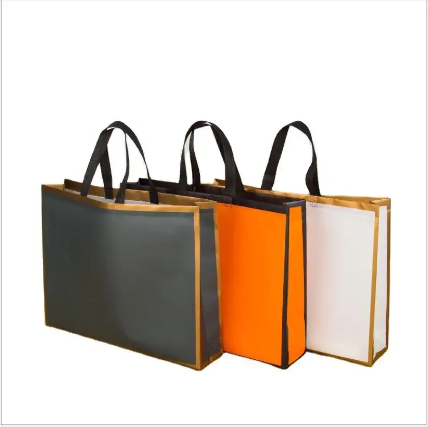 

50pcs Film Non-woven Bag With Handle Large Size Three-dimensional Green Shopping Bag Custom Logo