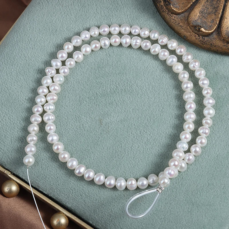 4.5-5mm cold-white threaded ne - огляд і ціна Natural Freshwater Pearl Strand Loose Beads
