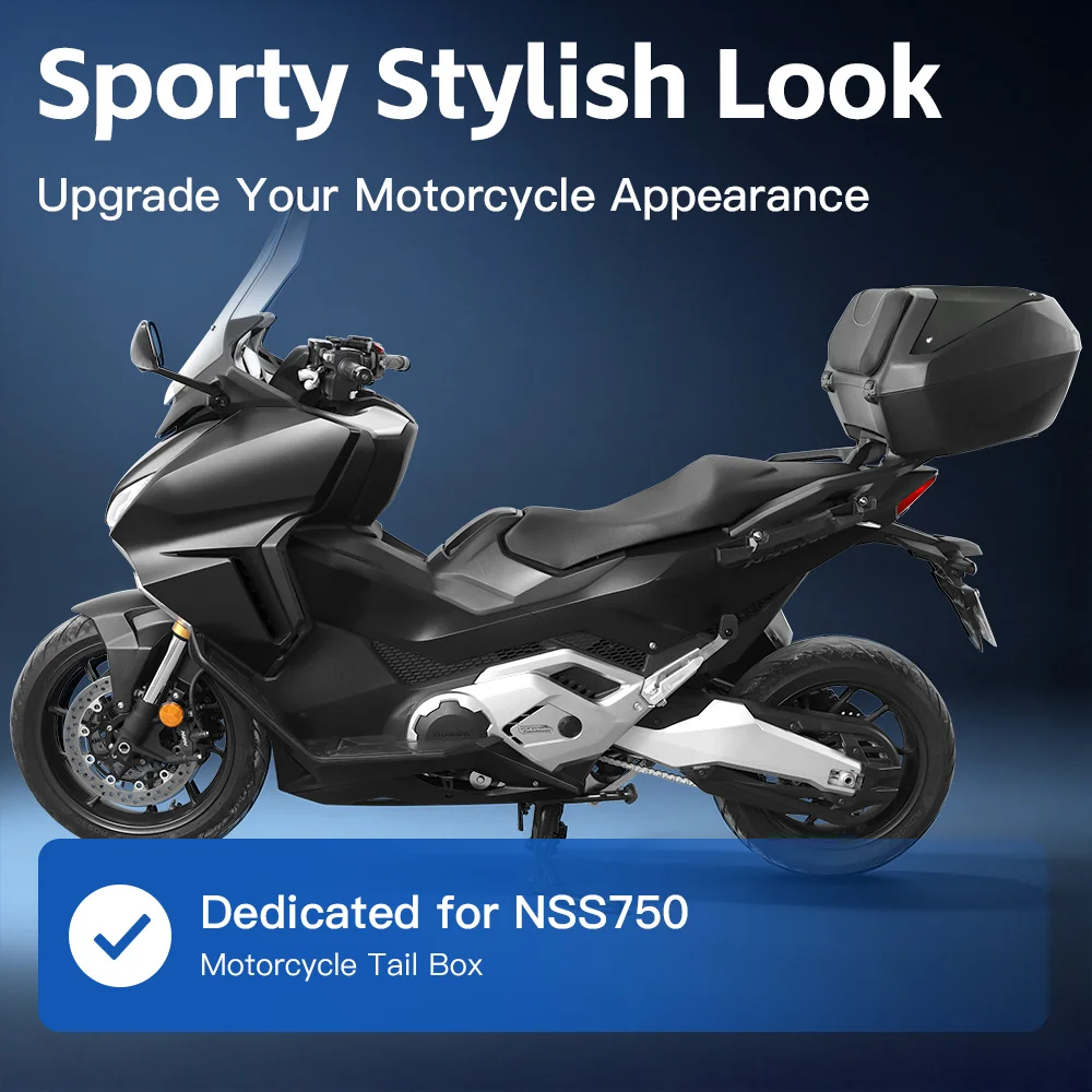 50L Rear Helmet Storage Box, Model Specific, No Harm Installation, One-Click Quick Release, Multi Color Options for Honda NSS750